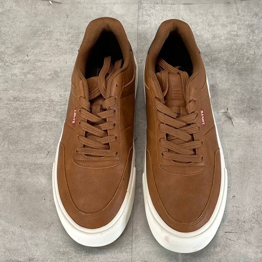 LEVI'S Men's Tan/Brown Munro NM Faux-Leather Retro Low-Top Lace-Up Sneaker SZ9.5