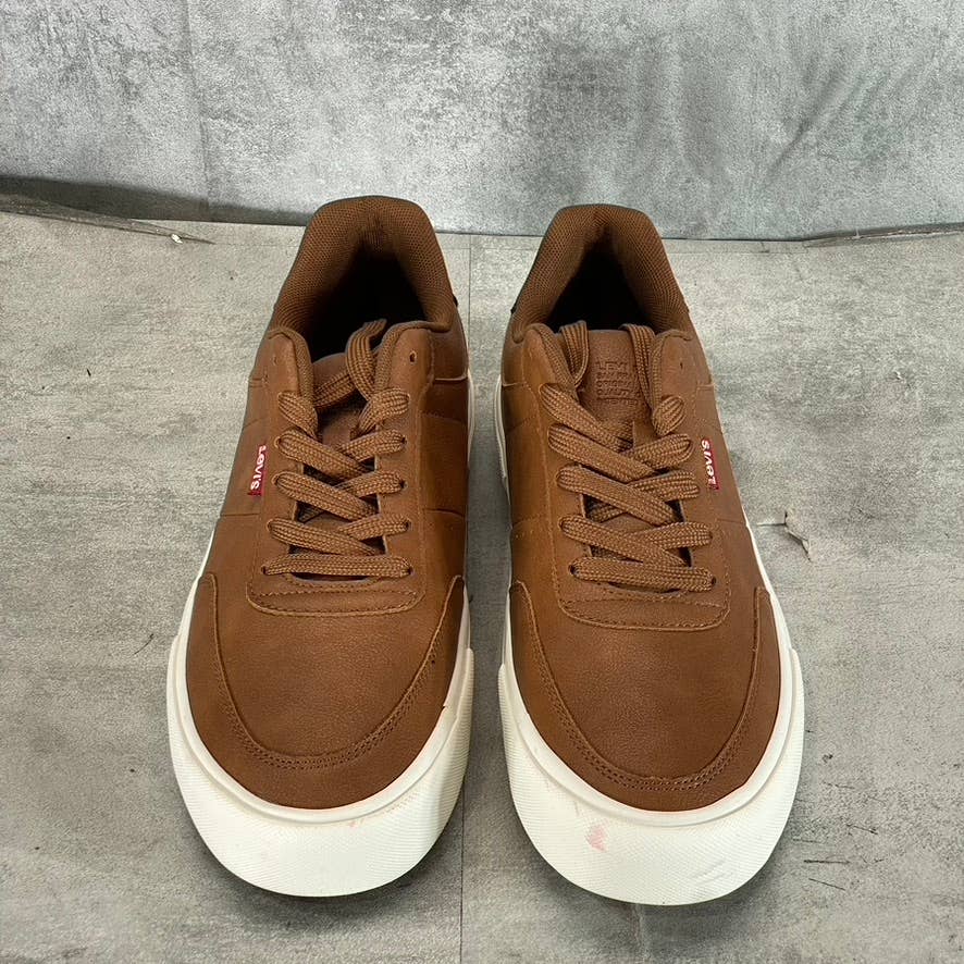 LEVI'S Men's Tan/Brown Munro NM Faux-Leather Retro Low-Top Lace-Up Sneaker SZ9.5