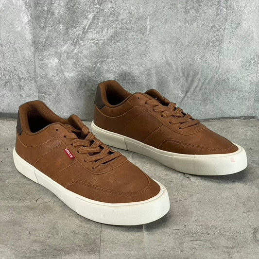 LEVI'S Men's Tan/Brown Munro NM Faux-Leather Retro Low-Top Lace-Up Sneaker SZ9.5