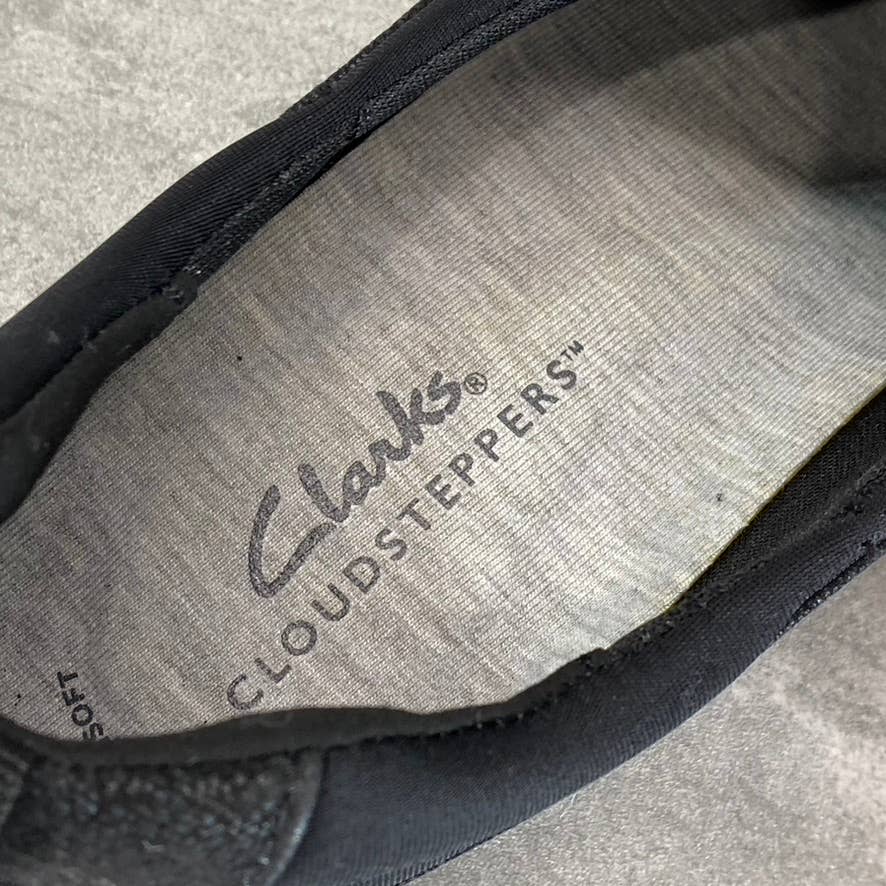 CLARKS Cloudsteppers Women's Wide Black Sillian Paz Slip-On Comfort Shoes SZ6.5W