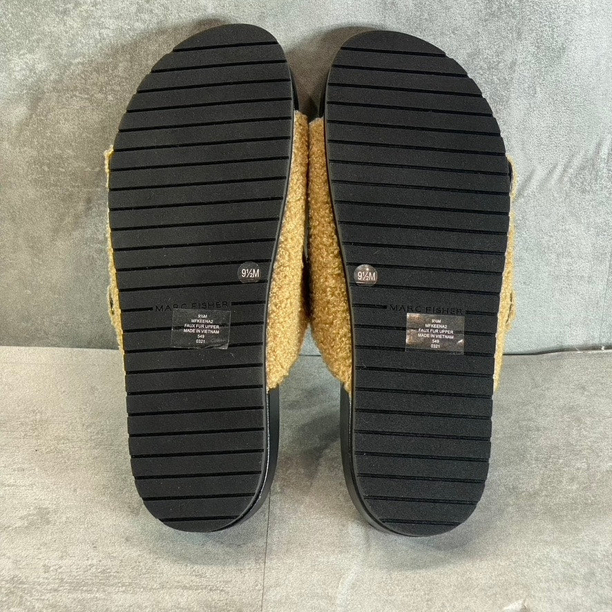 MARC FISHER Women's Tan Natural Texture Keena 2 Platform Slide Sandals SZ 9.5