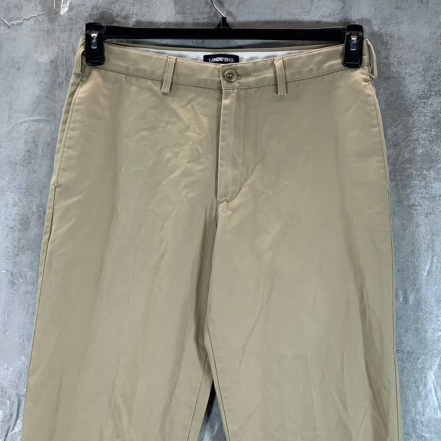 LANDS' END Men's Tan Traditional-Fit Straight-Leg Chino Pants SZ 32