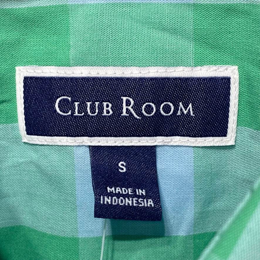 CLUB ROOM Plaid Green/Blue Short Sleeve Button Down Shirt SZ S