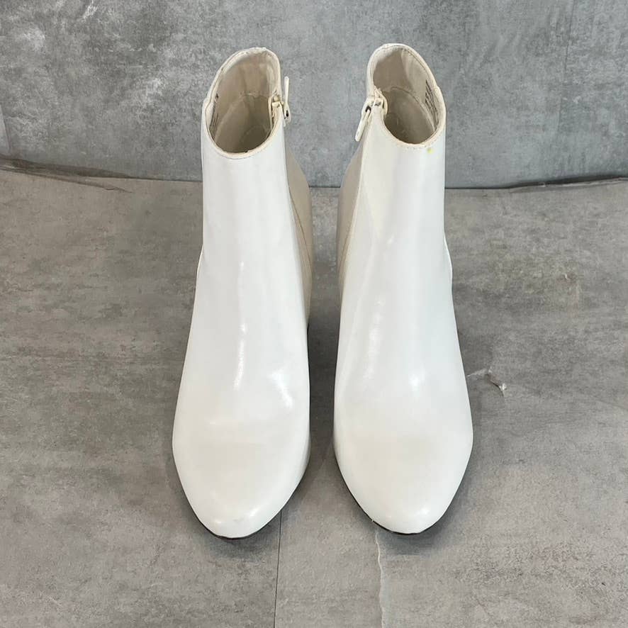 MADDEN GIRL Women's White Rivington Almond-Toe Block-Heel Ankle Boots SZ 7