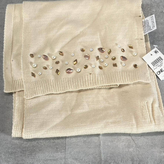 INC INTERNATIONAL CONCEPTS Women's Ivory Jewel Embellished Muffler Scarf SZ OS