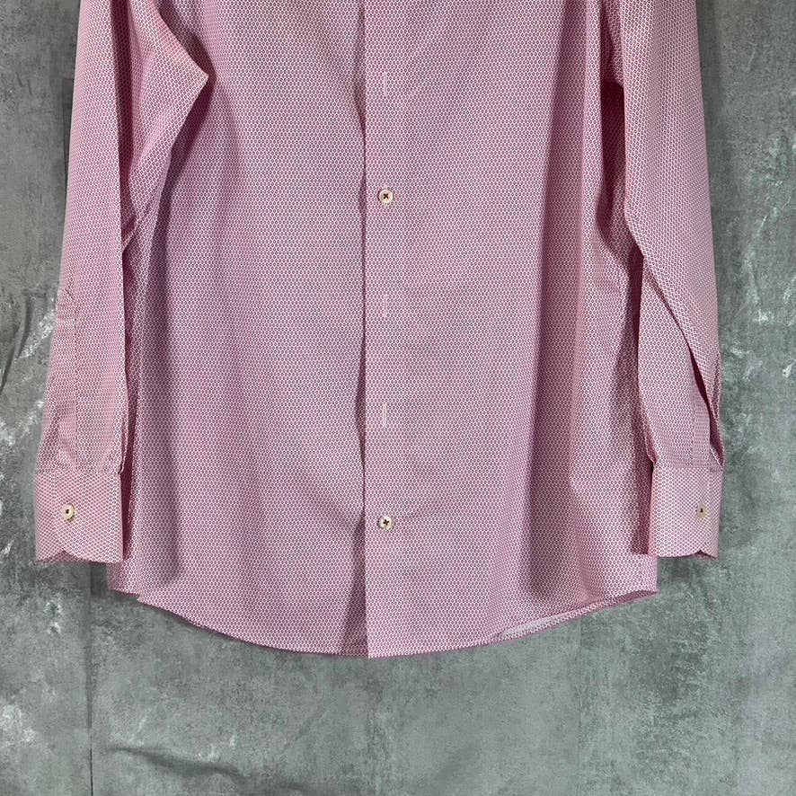 CHARLES TYRWHITT Men's Red Diamond Printed Non-Iron Slim-Fit Dress Shirt SZ 15.5