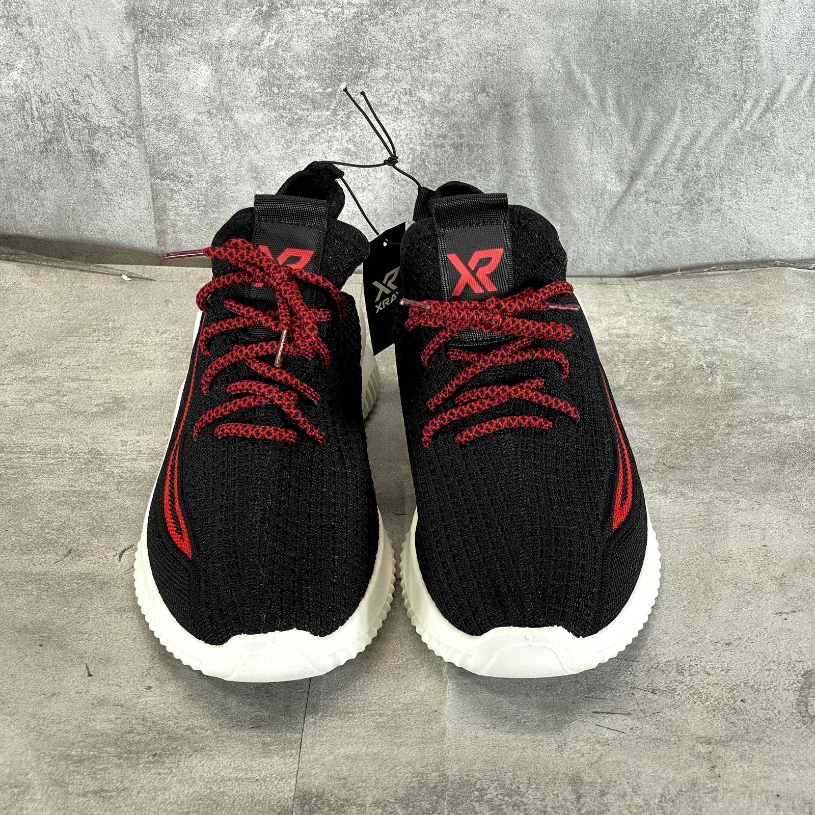 XRAY FOOTWEAR Men's Black/Red Knit Breathable Niko Lace-Up Sneakers SZ 12