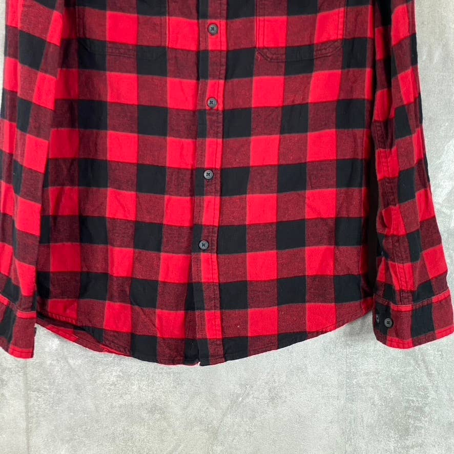 GOODFELLOW & CO Men's Red Midweight Flannel Long-Sleeve Button-Down Shirt SZ S