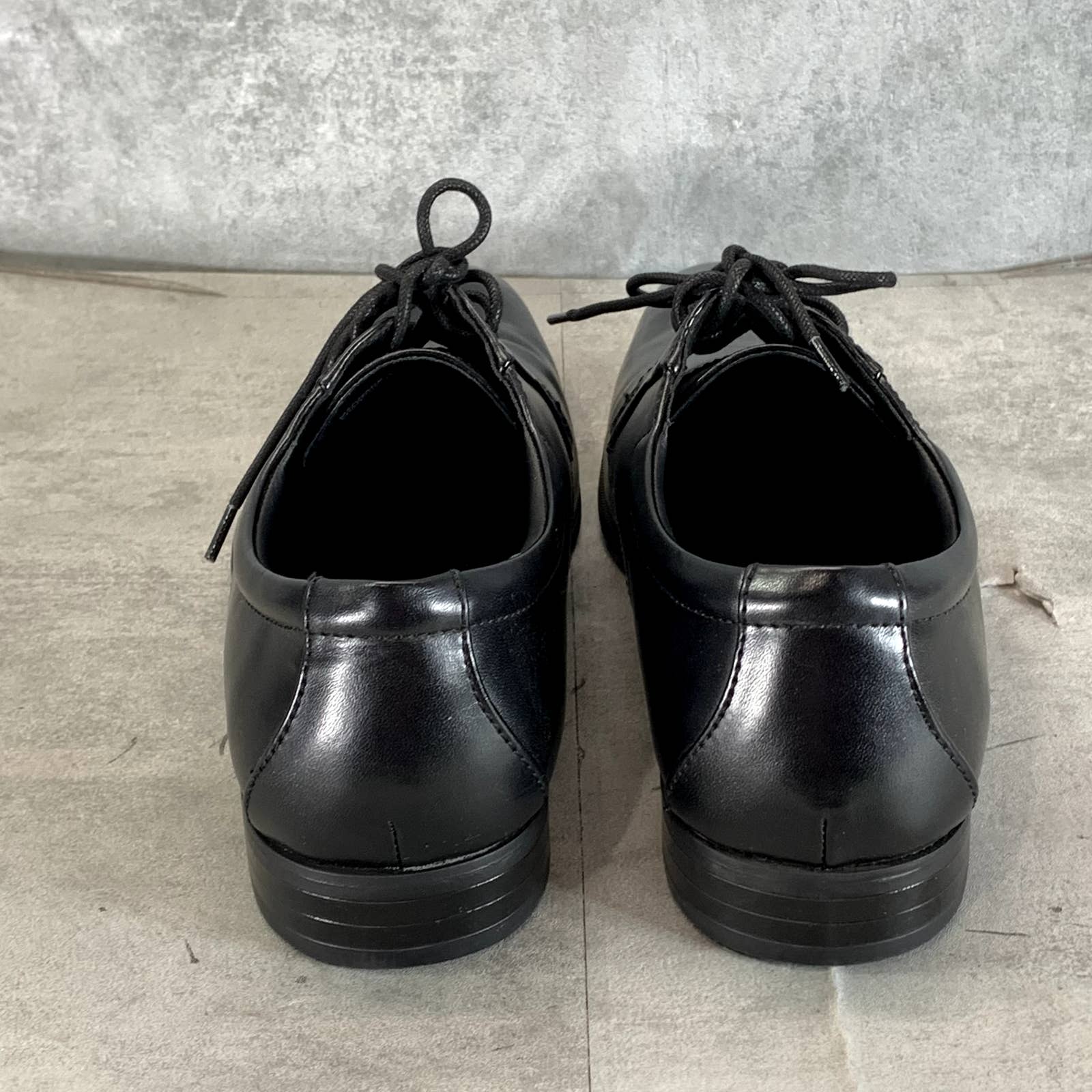 ALFANI Men's Black Faux-Leather Andrew Plain-Toe Lace-Up Derbys SZ 10.5
