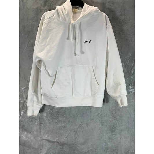 LEVI'S Men's White Red Tag Relaxed Fit Hooded Pullover Sweater SZ S