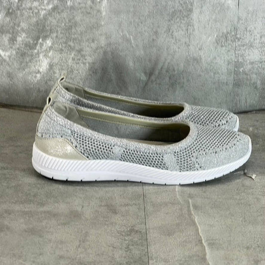 EASY SPIRIT Women's Silver Knit Mesh Glitz 2 Casual Slip-On Walking Shoes SZ 9