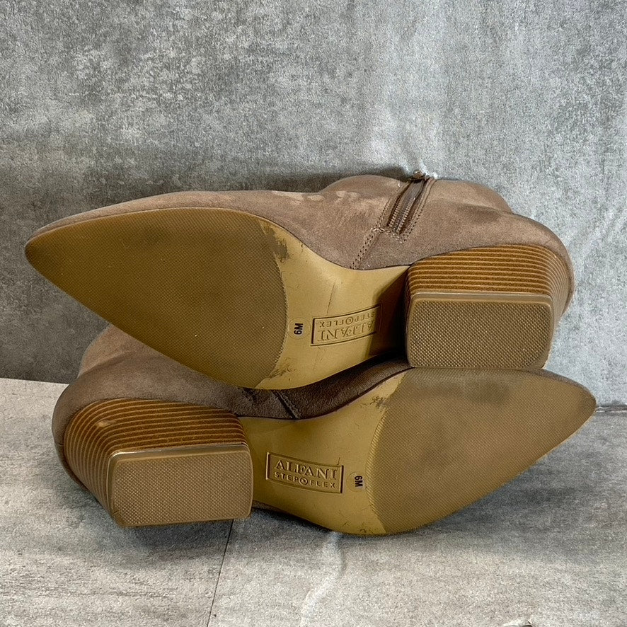 ALFANI Step N’ Flex Women’s Cognac Armena Pointed-Toe Side-Zip Booties SZ 6