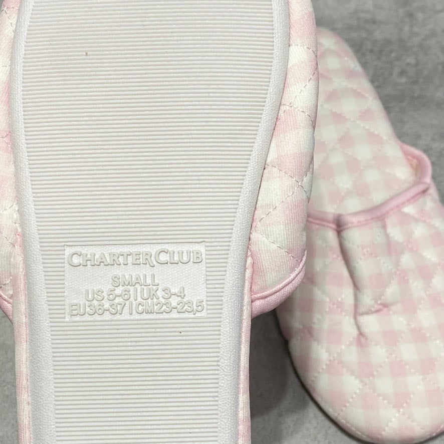 CHARTER CLUB Pink Quilted Gingham Clog Slippers SZ S (5-6)