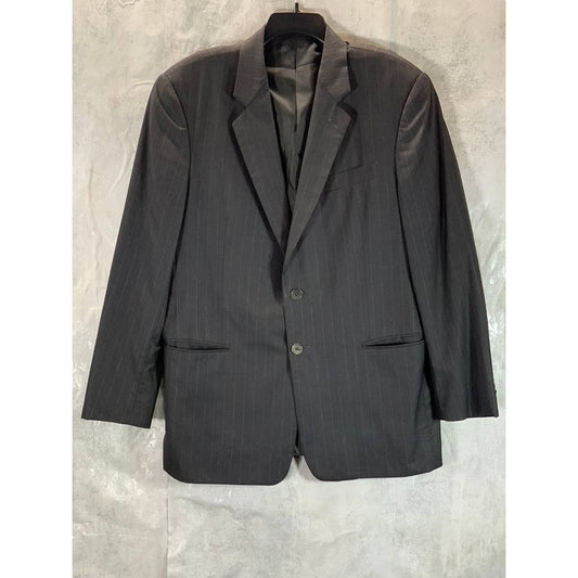 GIORGIO ARMANI Men's Black Pinstripe Wool Silk Two-Button Suit Jacket SZ 54