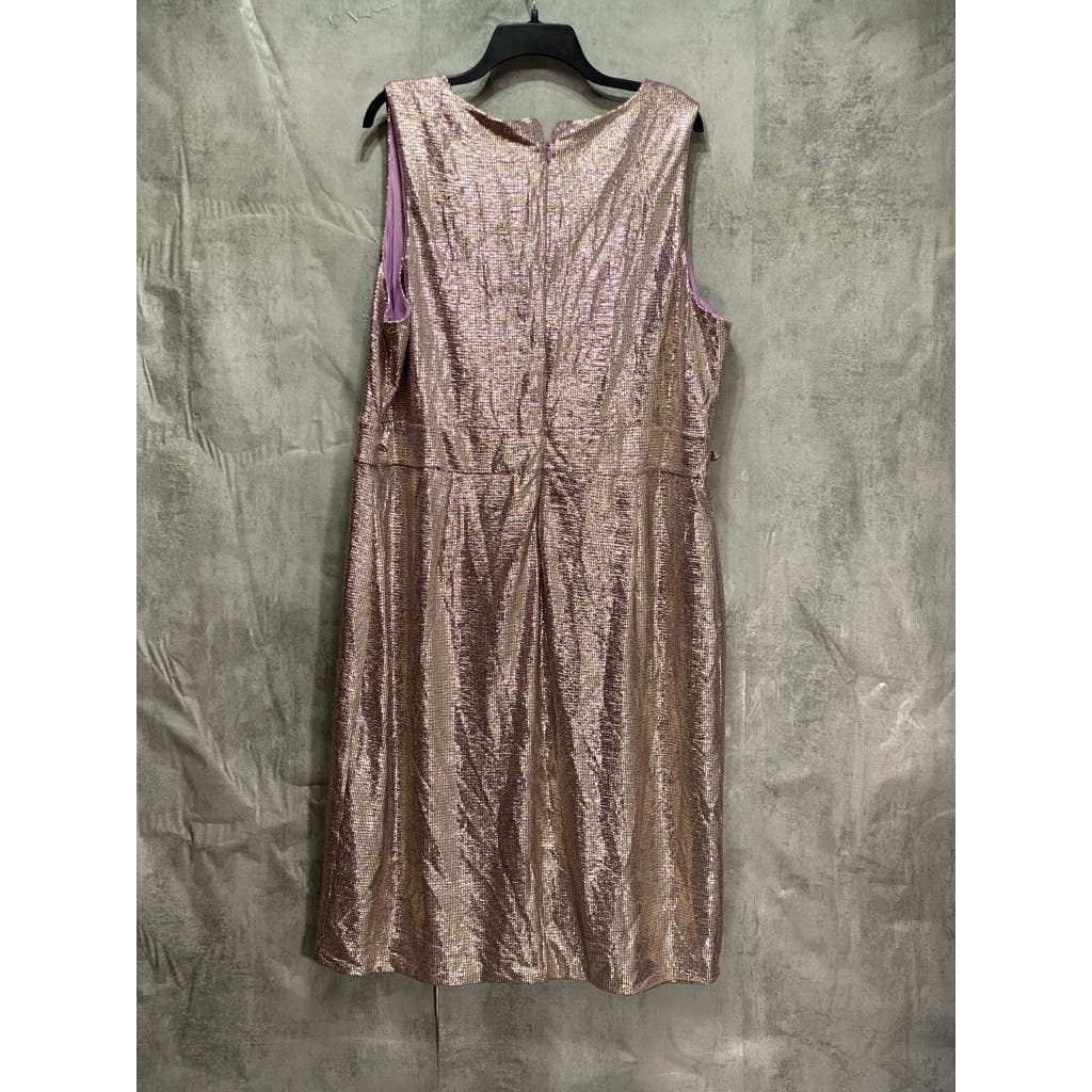 RACHEL ROY Plus Size Purple Faux-Wrap Sleeveless Knee-Length Brigette Foil Dress SZ 3X