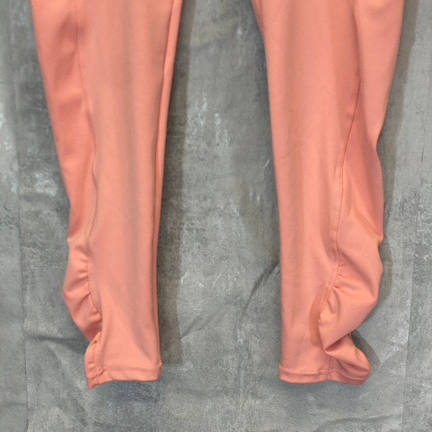 KAY UNGER Women's Peach Ruched Cuff High-Waist Media Pocket Pull-On Athletic Legging SZ L