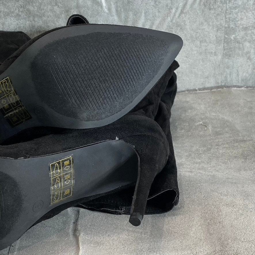 JOURNEE COLLECTION Women's Wide Calf Black Fantasia Over-The-Knee Stiletto Boots