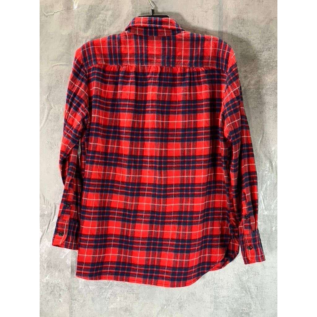 MADEWELL Women's Red Plaid Flannel Button-Up Long Sleeve Shirt SZ M