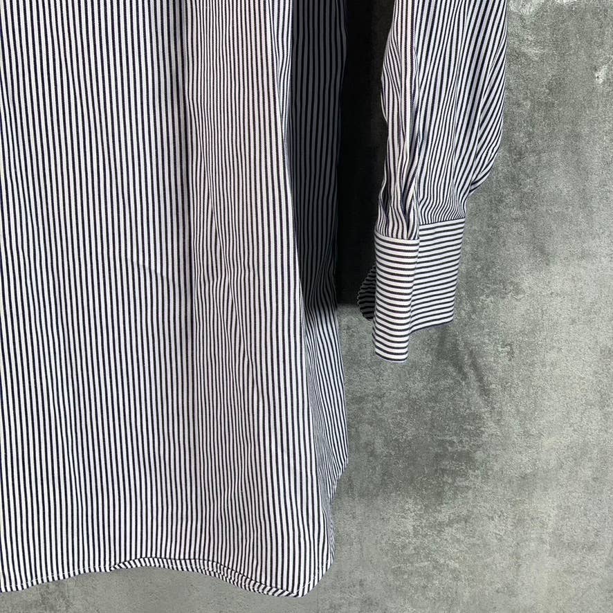 PAUL FREDRICK Men's Blue Pinstripe Button-Up Long-Sleeve Dress Shirt SZ 15.5-32