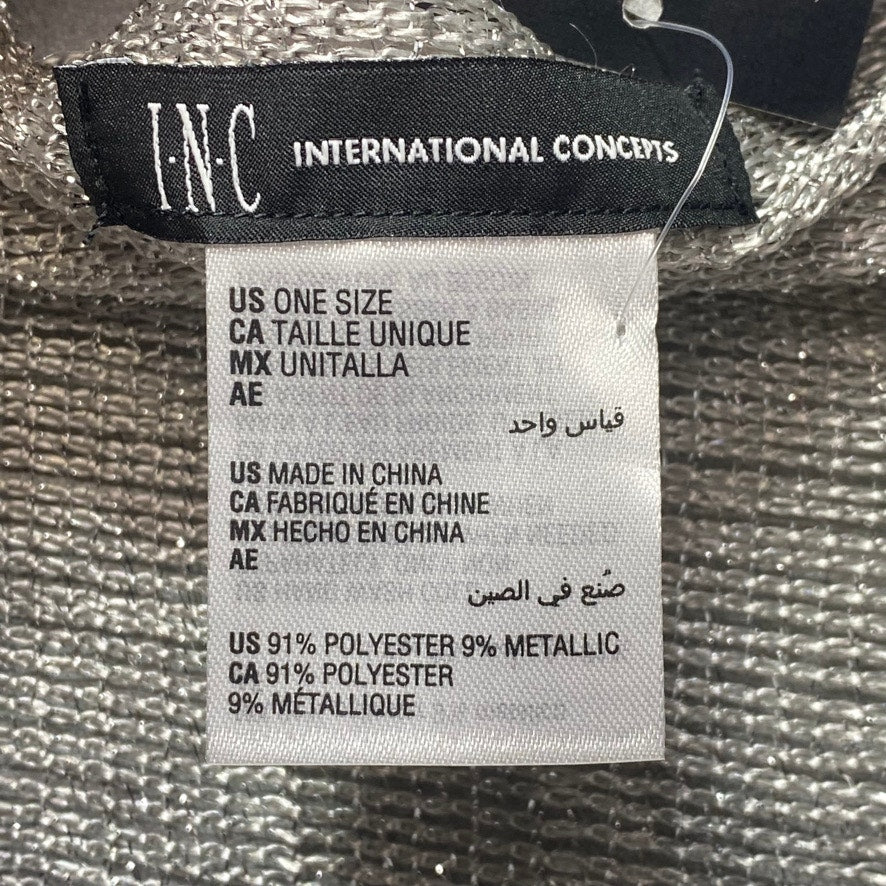 INC INGTERNATIONAL CONCEPTS Silver Floral Dream Fringed Net Wrap OS