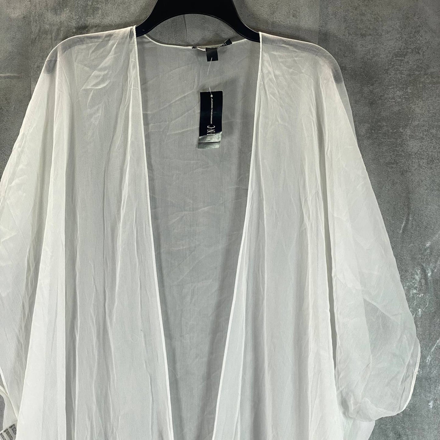 INC INTERNATIONAL CONCEPTS Women's White Open-Front Fringe Kimono Coverup SZ OS