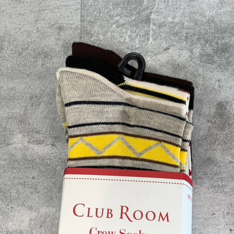 Club Room Men's Tan/Brown Holiday 4-Pack Crew Socks SZ 8-13