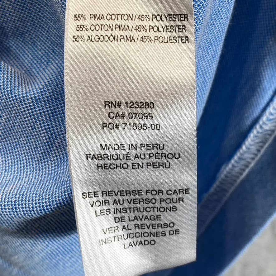 TRAVIS MATHEW Men's Blue Heathered Short-Sleeve Pima Polo Shirt SZ L