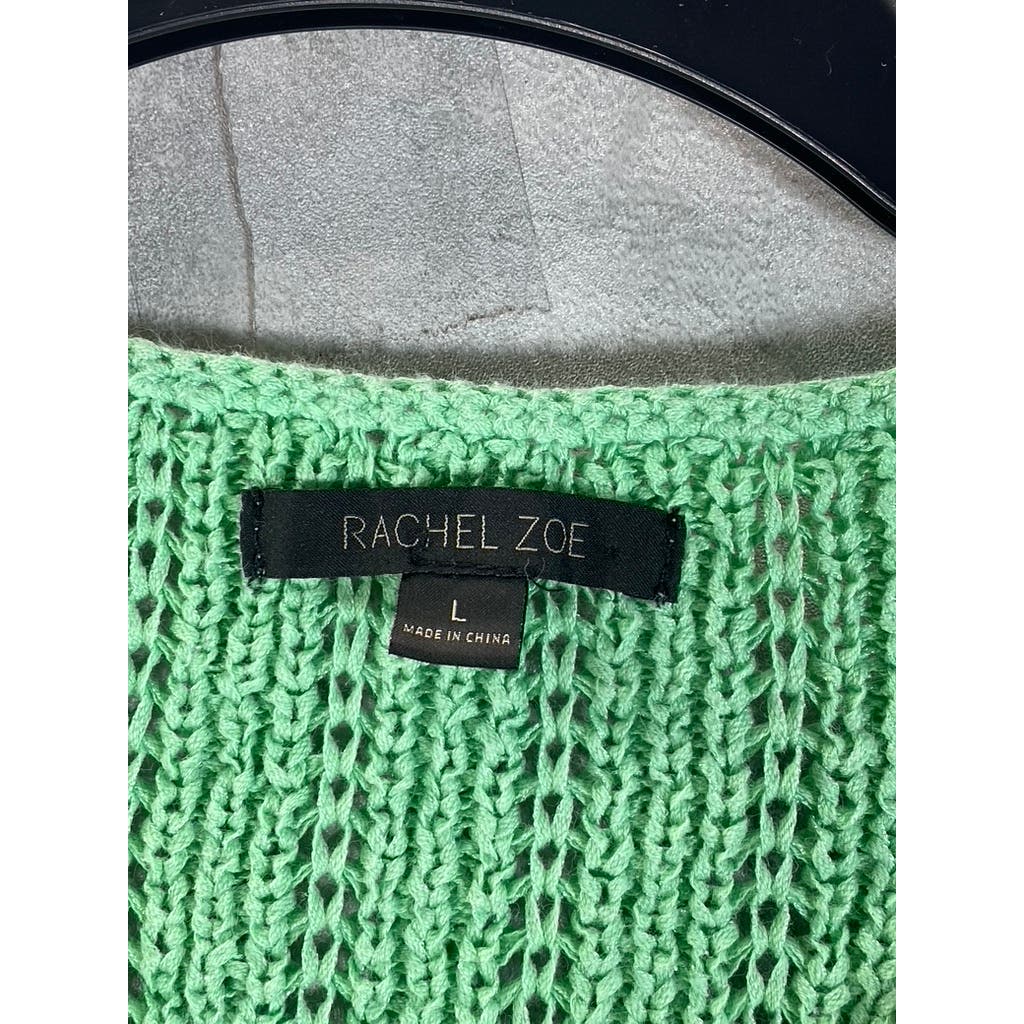 RACHEL ZOE Women's Mint Green Karla Crewneck Detailed Pullover Sweater SZ L