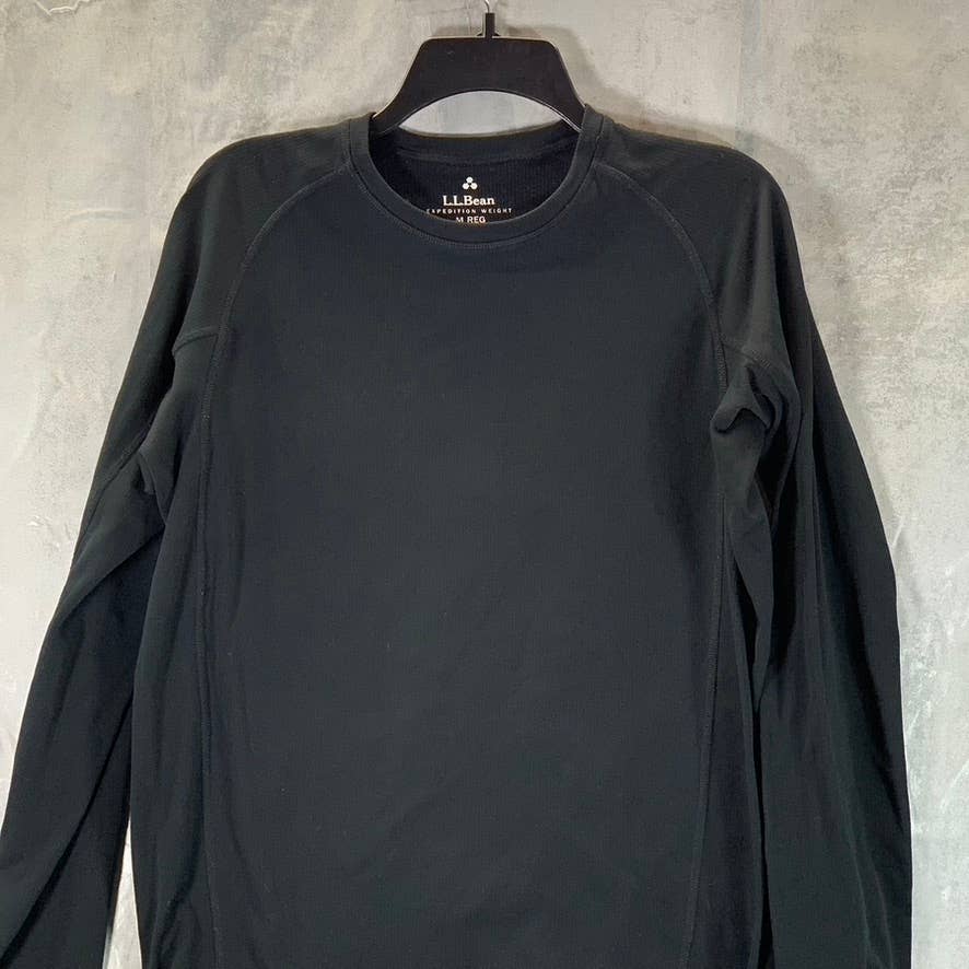 L.L BEAN Men's Black Solid Lightweight Crewneck Long-Sleeve Pullover Sweater SZM