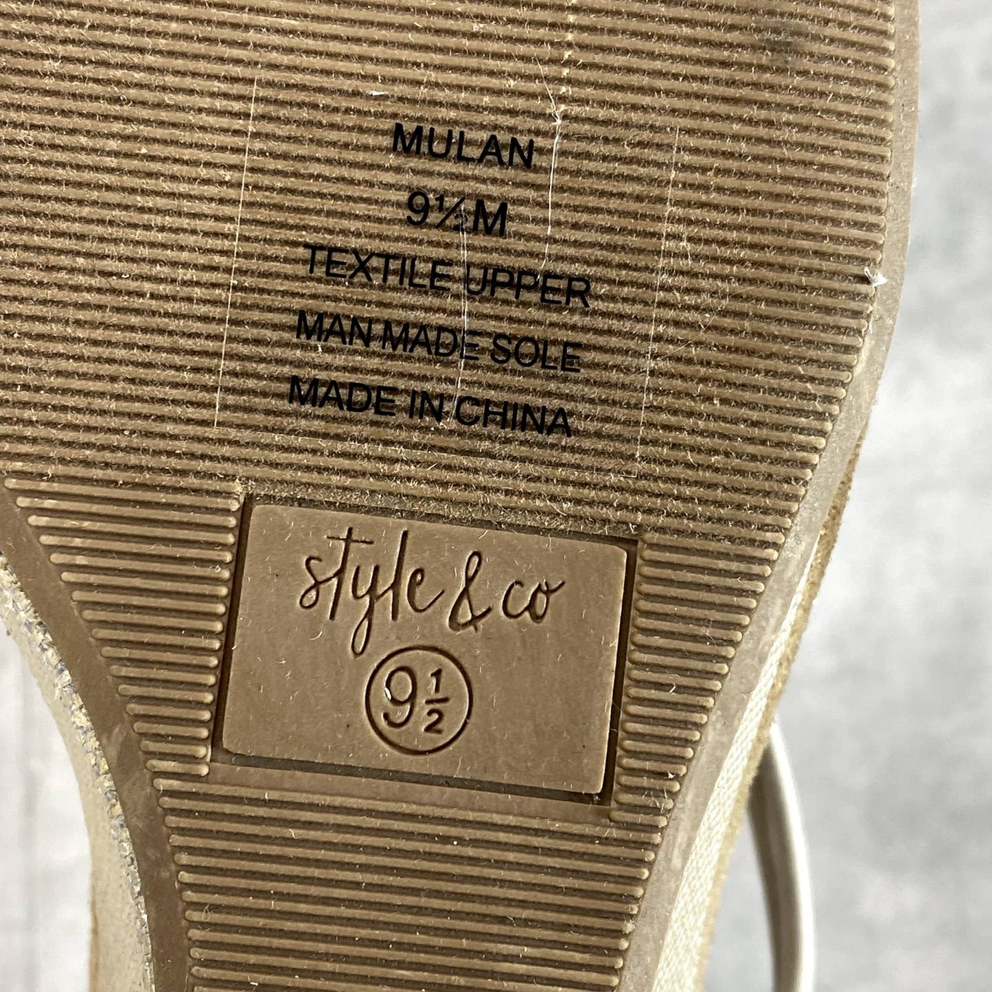 STYLE & CO Women’s Shine Canvas Mulan T-Strap Slingback Wedge Sandals SZ 9.5