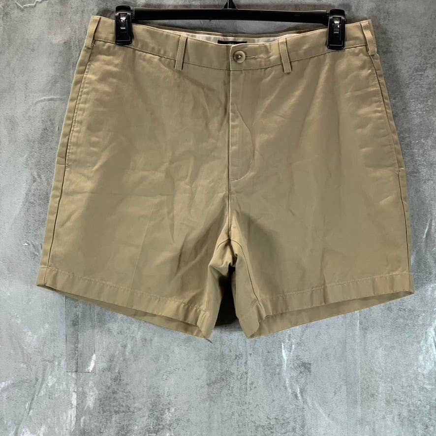 LANDS' END Men's Khaki Traditional-Fit 6" No-Iron Chino Shorts SZ 34