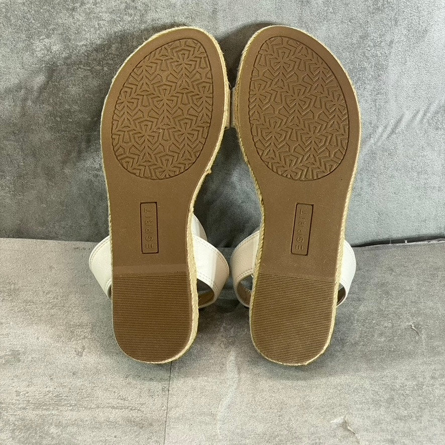ESPRIT Women's Off White Jenna Ankle-Strap Cork Espadrille Wedge Sandals SZ 8