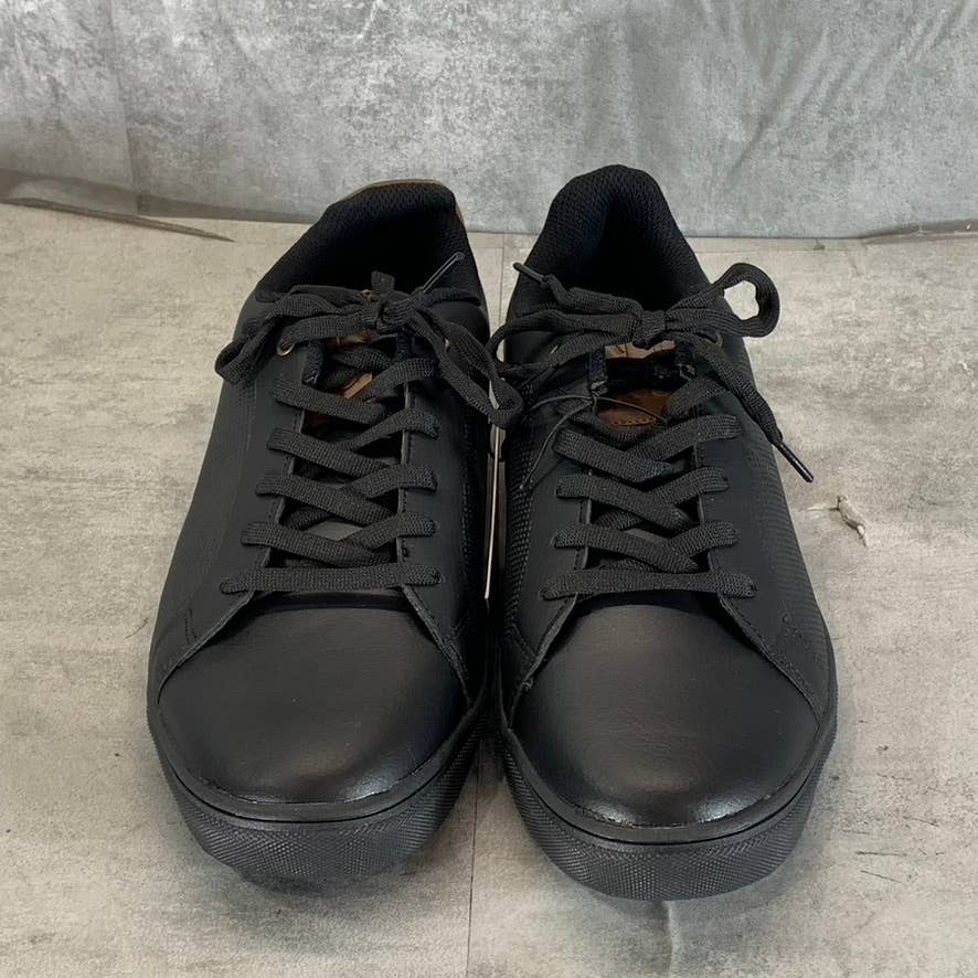 NEW YORK & COMPANY Men's Black Faux-Leather Cooper Low-Top Sneakers SZ 11