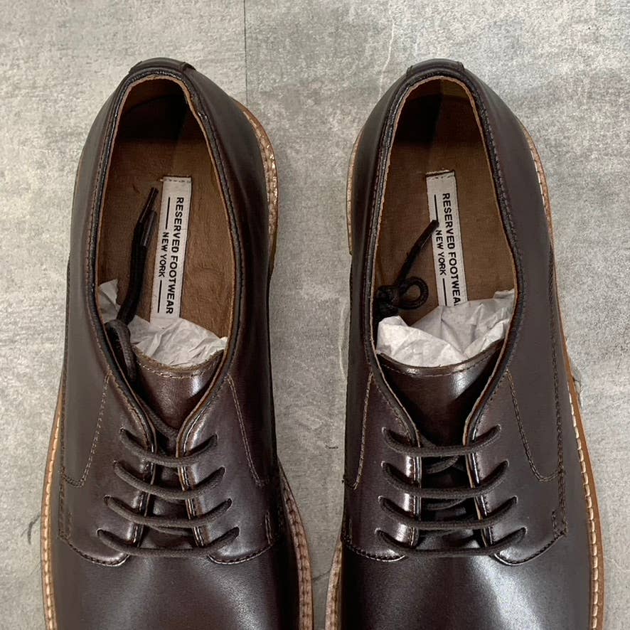 RESERVED FOOTWEAR NEW YORK Men's Brown Leather Octavious Lace-Up Oxfords SZ 10