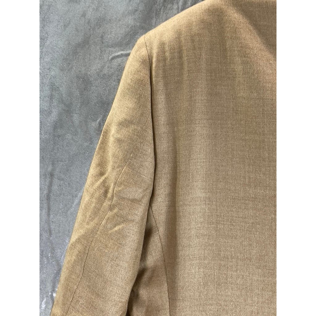 ERMENEGILDO ZEGNA Men's Tan Camel Silk Three-Button Blazer SZ 40R