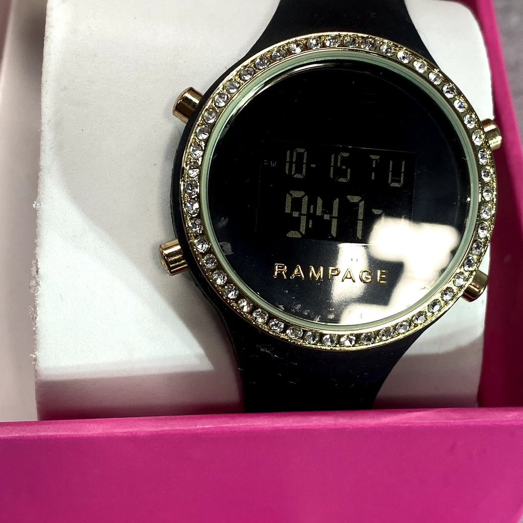 RAMPAGE Women's Black Rhinestone Embellished Watch SZ OS