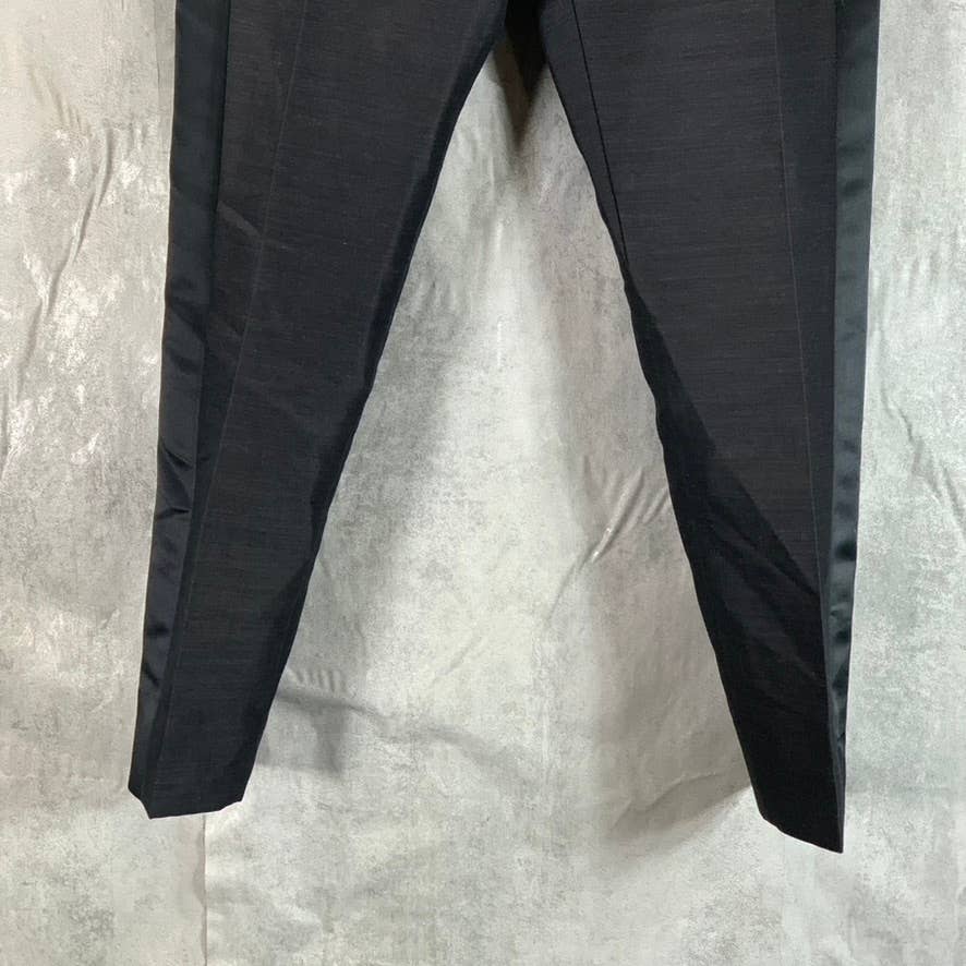 EMPORIO ARMANI Men's Black Sharkskin Silk-Trim Tuxedo Pants SZ 28X28