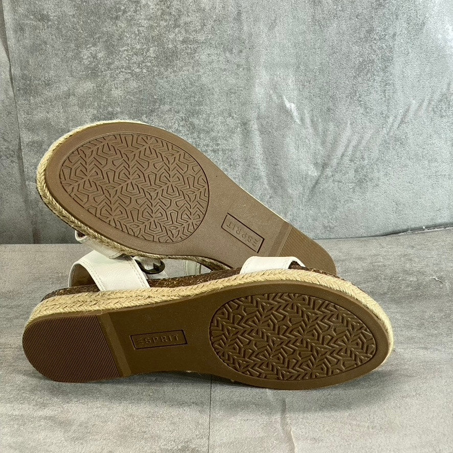 ESPRIT Women's Off White Jenna Ankle-Strap Cork Espadrille Wedge Sandals SZ 8