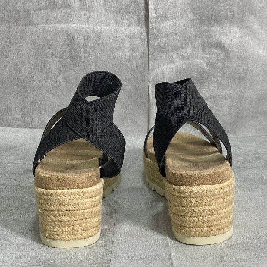 ESPRIT Black Allison Slip-On Elastic Flatform Open-Toe Sandals SZ 8