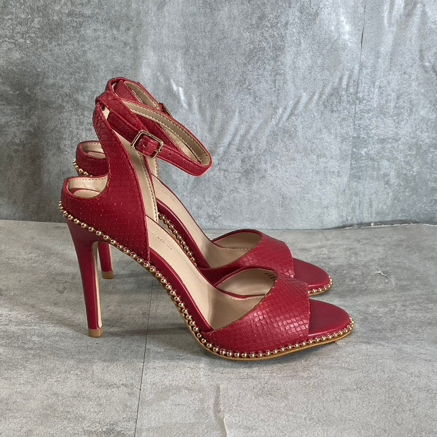 BCBGENERATION Lipstick Breach Leather Jaxina Textured Stiletto Sandals SZ 6