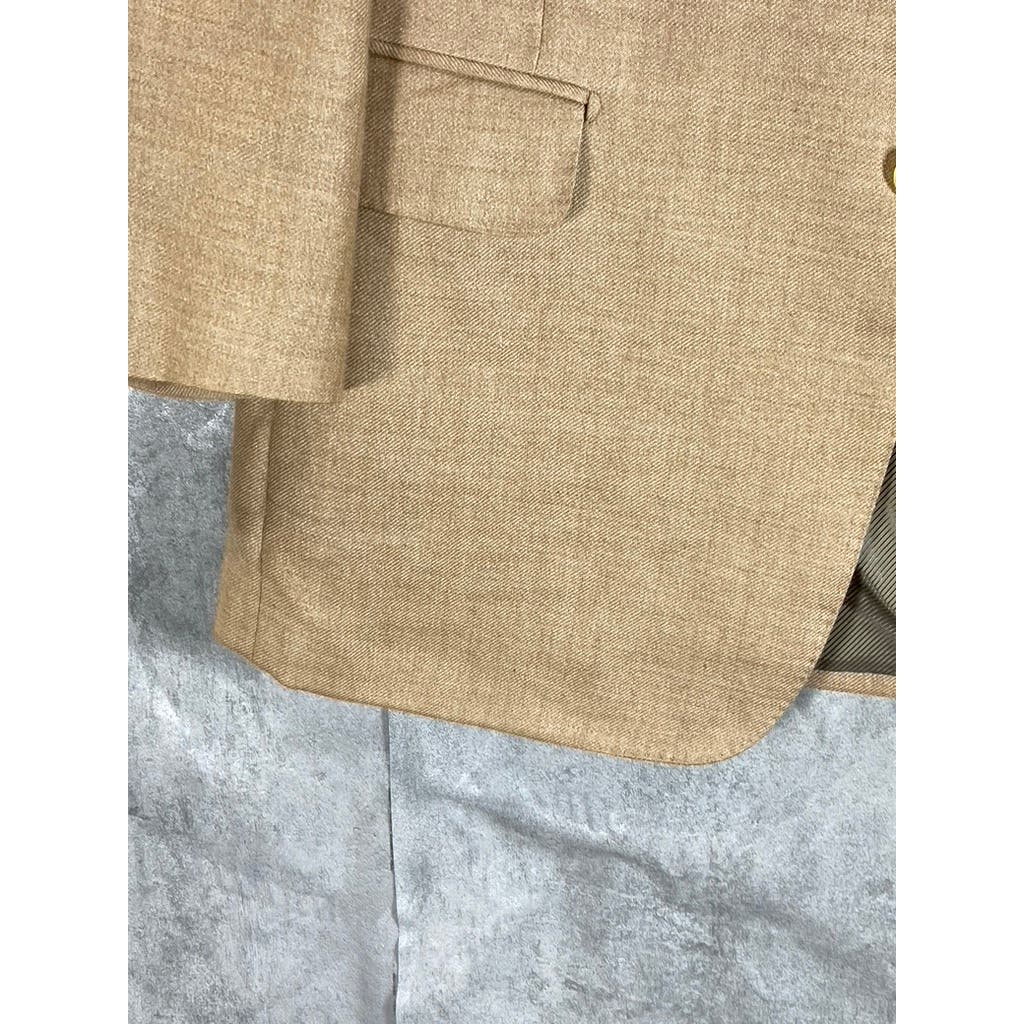 ERMENEGILDO ZEGNA Men's Tan Camel Silk Three-Button Blazer SZ 40R