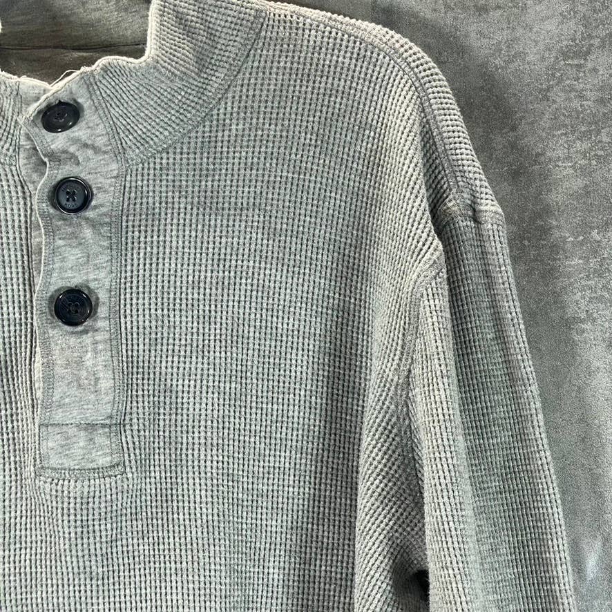MICHAEL KORS Men's Grey Mock-Neck Three-Button Pullover Sweater SZ XL