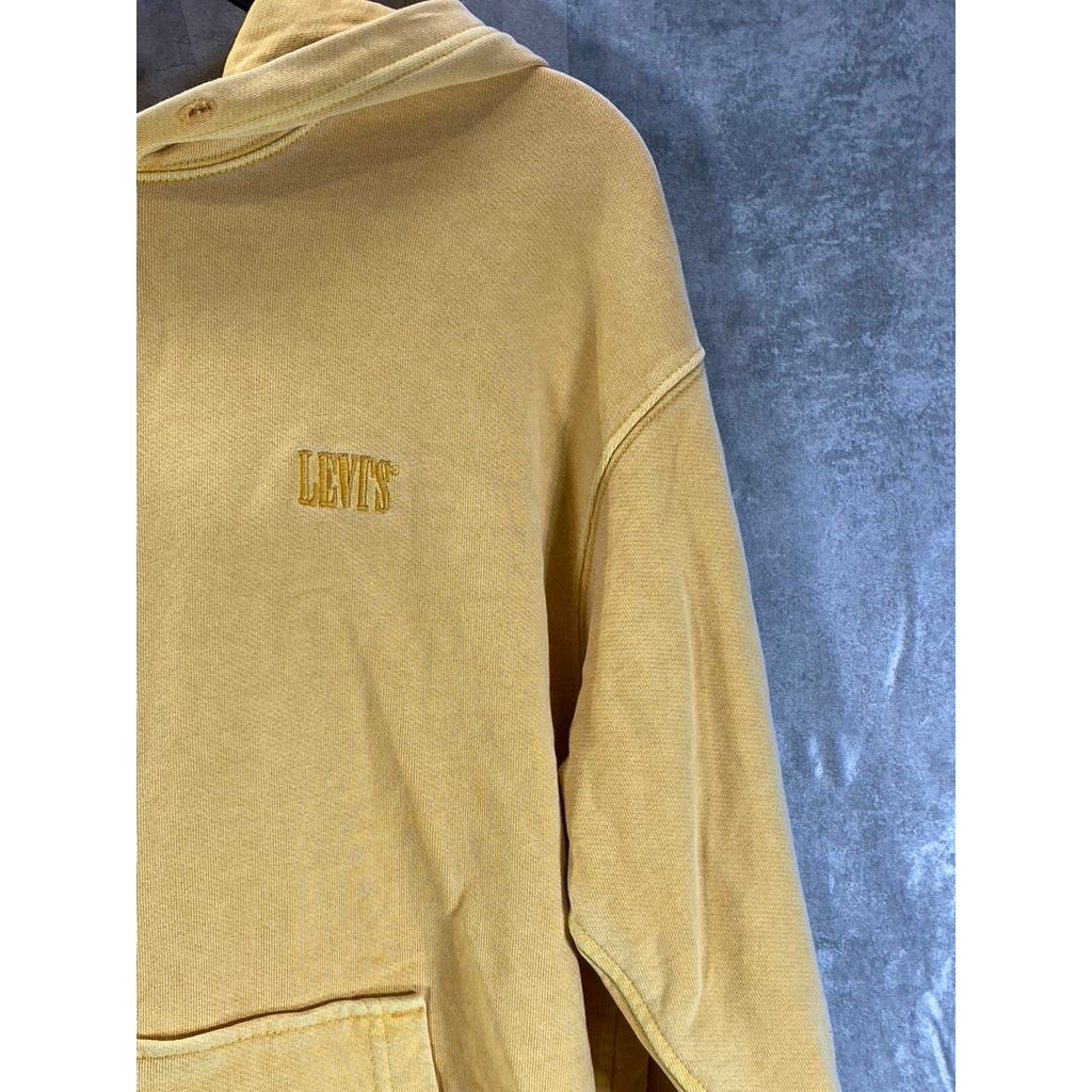 LEVI'S Men's Golden Apricot Yellow Relaxed-Fit Original Logo Pullover Hoodie SZS