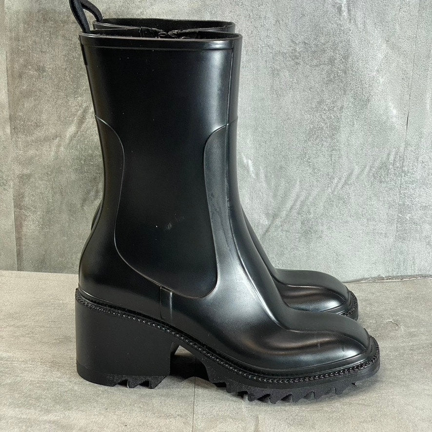 INC INTERNATIONAL CONCEPTS Women's Black Everett Luge Sole Block-Heel Rain Boots