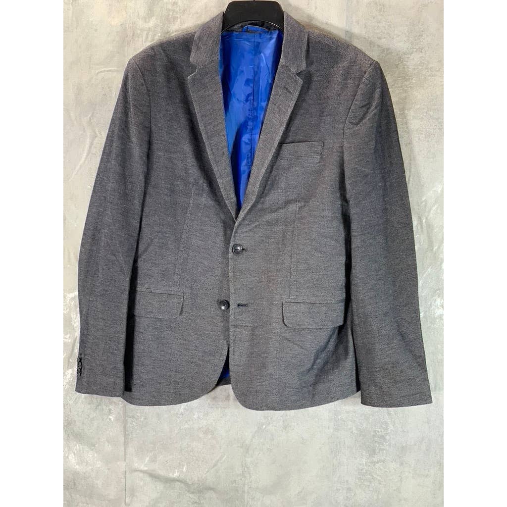ZARA MAN Men's Black Textured Straight Fit Two-Button Basic Blazer SZ L