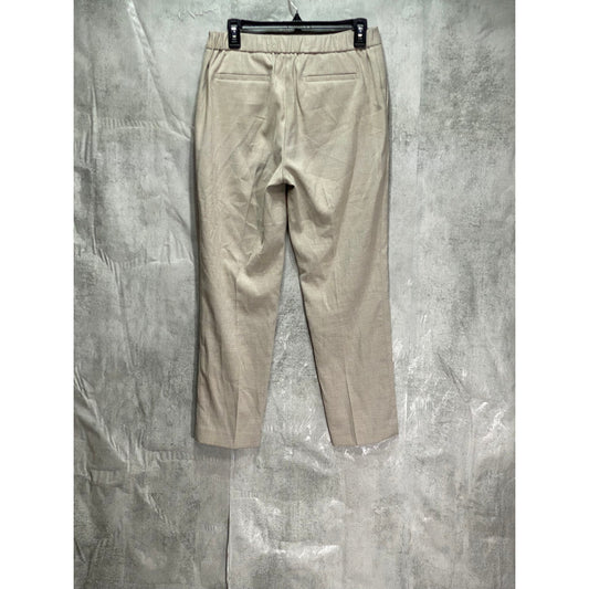 CALVIN KLEIN Tan Stretch Straight-Leg Pull-On Suit Pants SZ 6