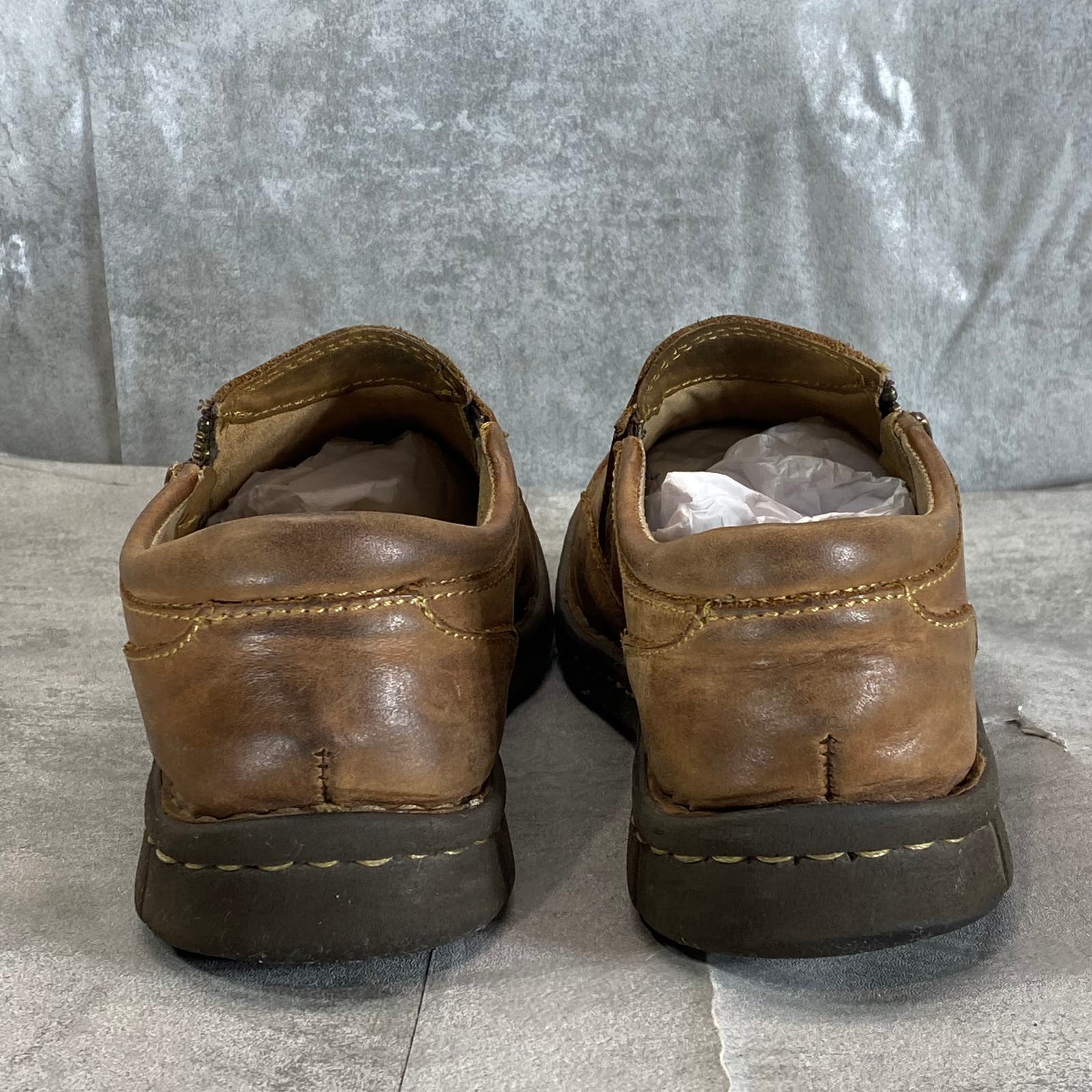 BORN Women's Brown Leather Side-Zip Slip-On Loafers SZ 7.5