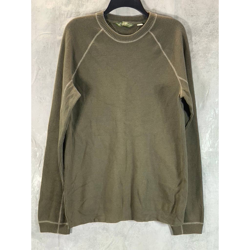 EDDIE BAUER Men's Big & Tall Olive Green Crewneck Pullover Sweater SZ L/T
