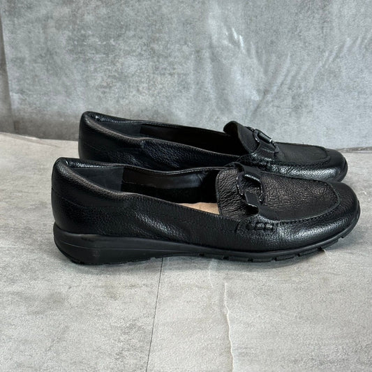 EASY SPIRIT Women's Wide Black Leather Avienta Square-Toe Casual Loafers SZ 8W