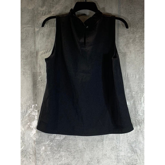 J.CREW Factory Women's Black Solid Ruffle Neck Sleeveless Top SZ S